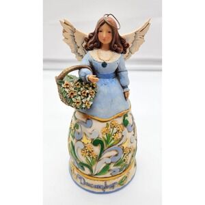 Jim‎ Shore Heartwood Creek December Angel Narcissus Flower Blue Topaz Figurine